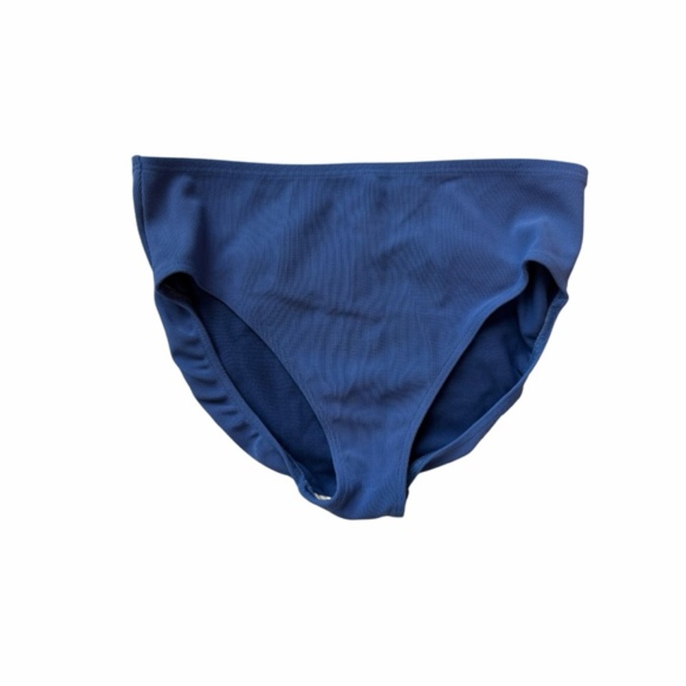 Lands' End Solid Ribbed Blue Bikini Bottom